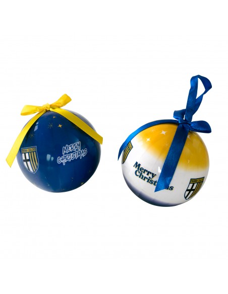 Due palline di Natale Parma Calcio con scatola personalizzata.