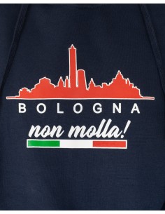 Felpa uomo blu con cappuccio   Bologna non molla 2