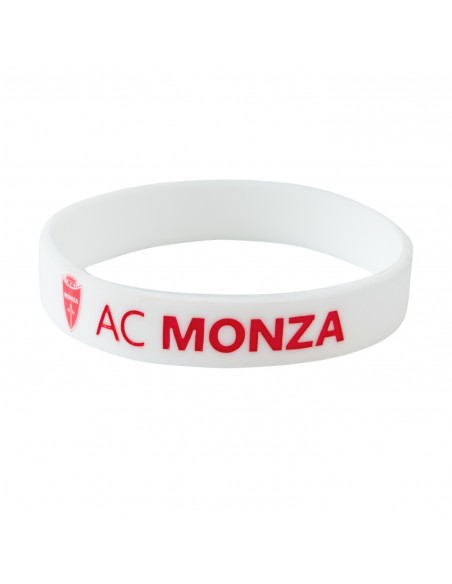 Bracciale in silicone bianco con stemma e scritta AC MONZA di colore rosso.